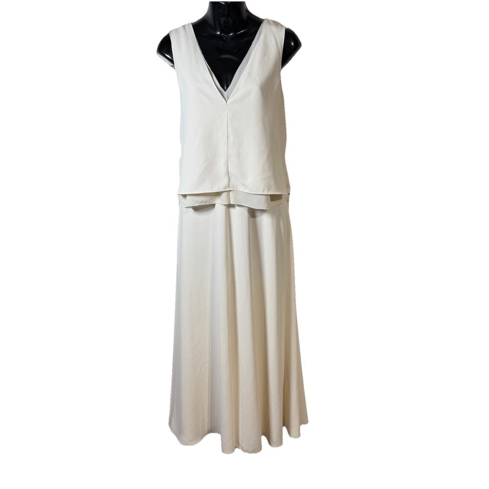 Reiss Cream Sleeveless V-Neck Sundress